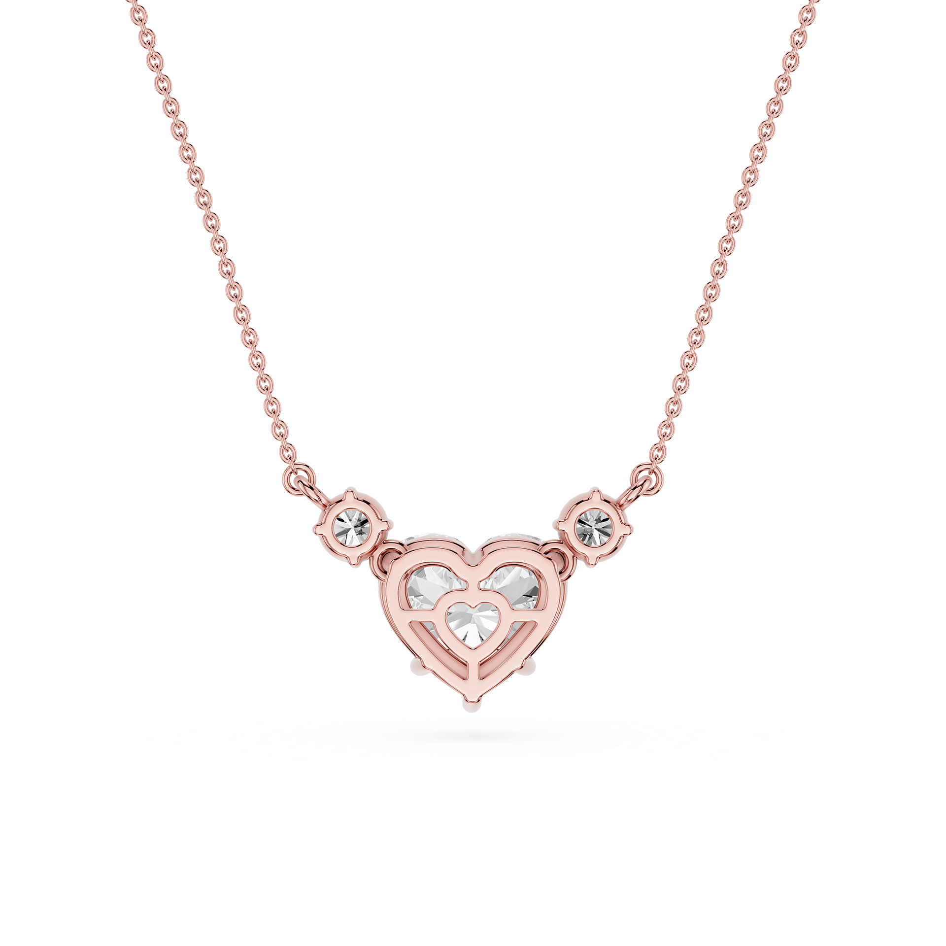 Heart Lab Grown Diamond Three Stone Pendant Necklace