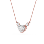 Heart Lab Grown Diamond Three Stone Pendant Necklace