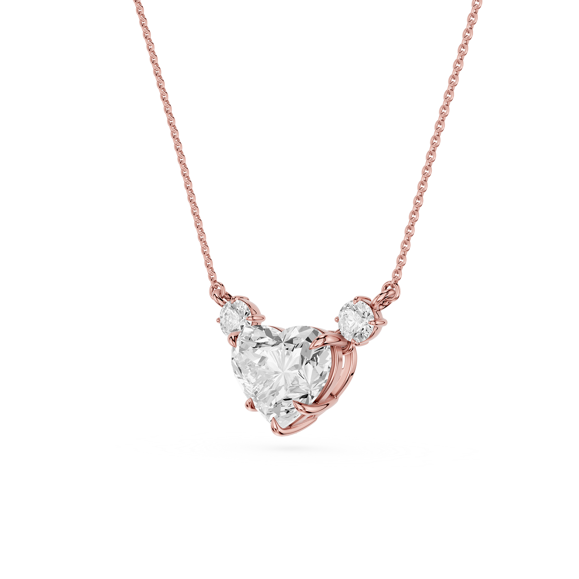 Heart Lab Grown Diamond Three Stone Pendant Necklace