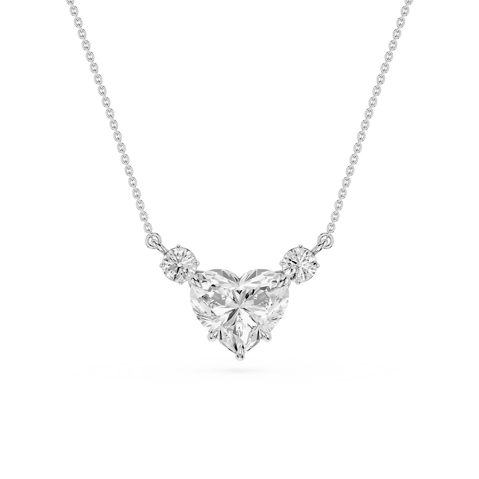 Heart Lab Grown Diamond Three Stone Pendant Necklace