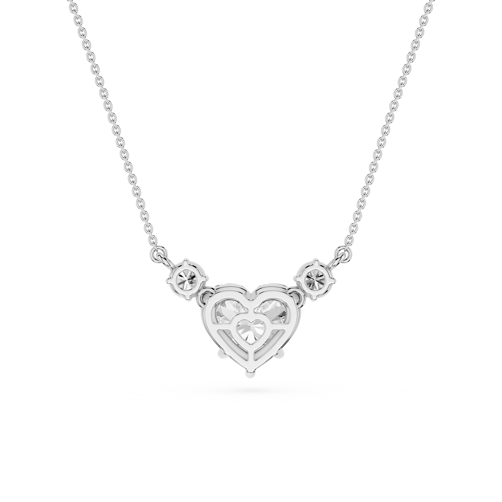 Heart Lab Grown Diamond Three Stone Pendant Necklace