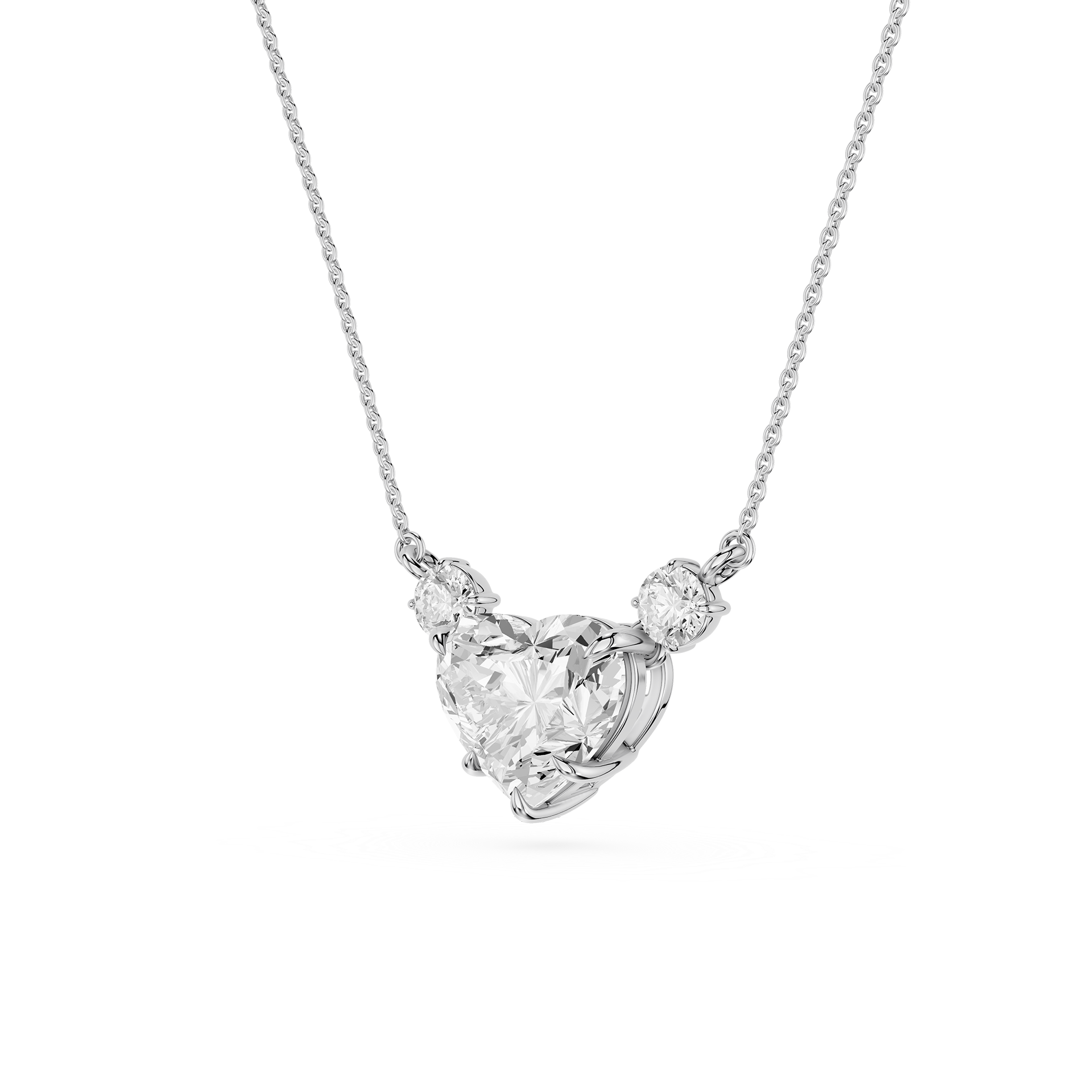 Heart Lab Grown Diamond Three Stone Pendant Necklace