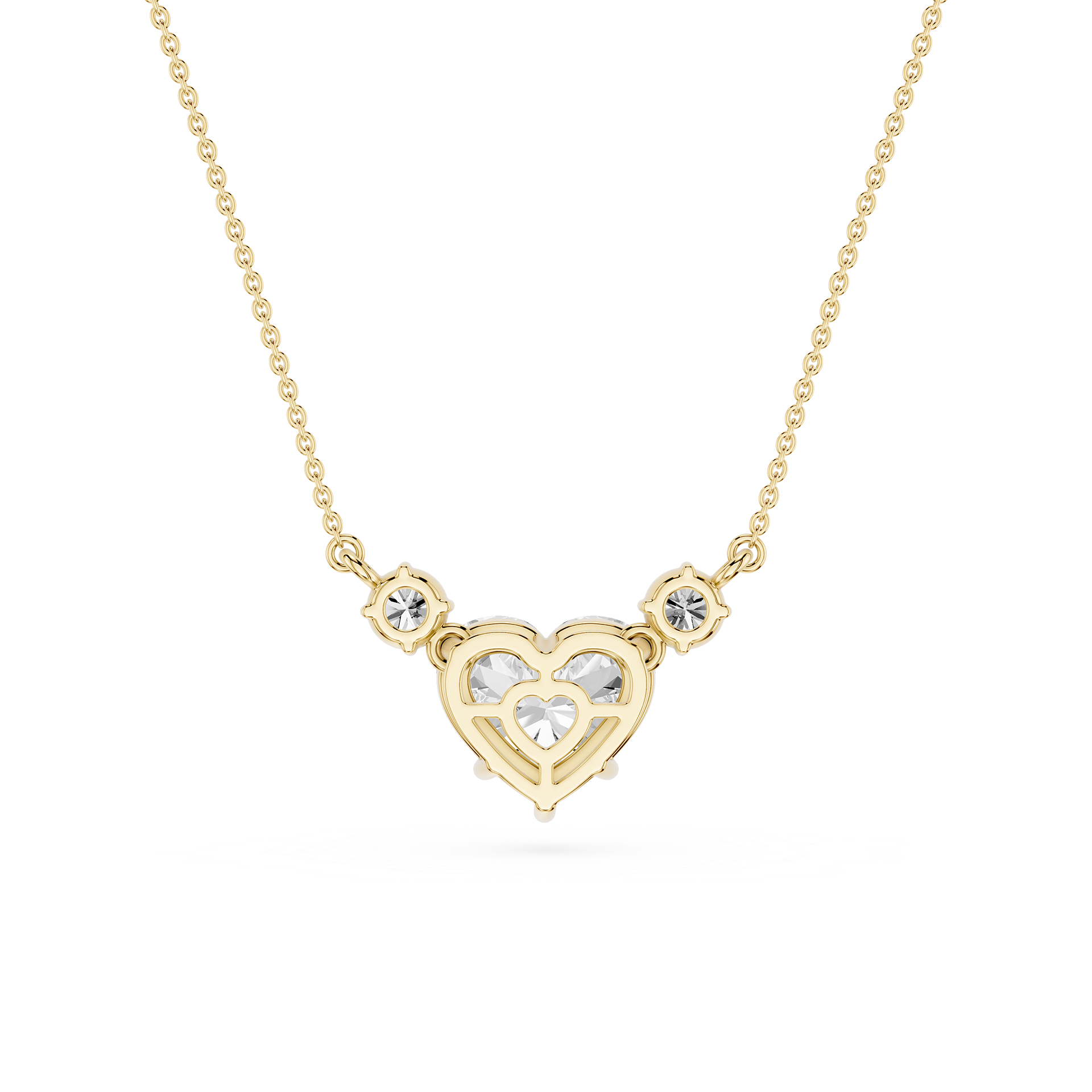 Heart Lab Grown Diamond Three Stone Pendant Necklace