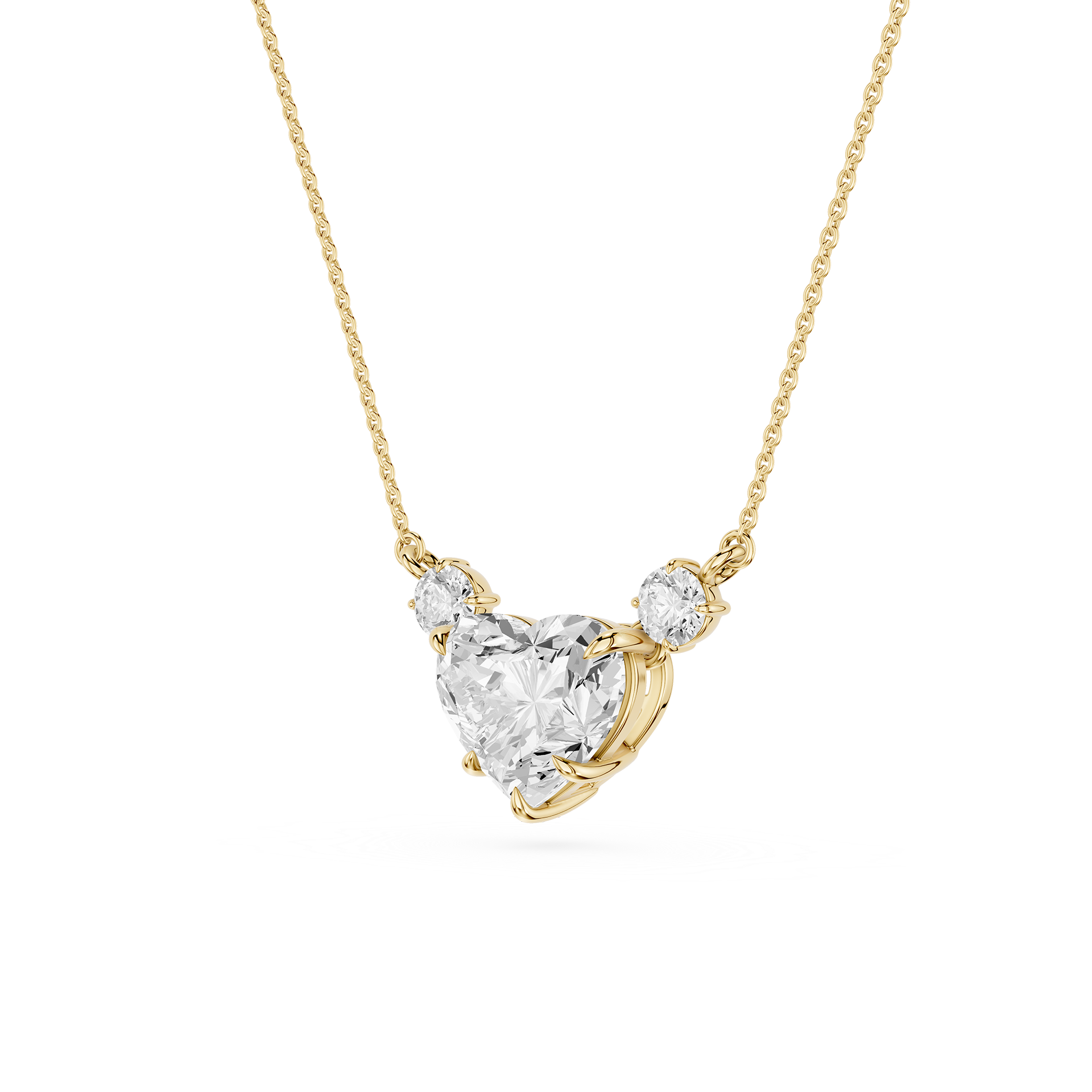 Heart Lab Grown Diamond Three Stone Pendant Necklace