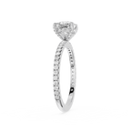 Diamond ring with a white gemstone on a white background