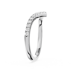 Silver ring with small diamonds on a white background