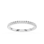 Silver ring with small diamonds on a white background