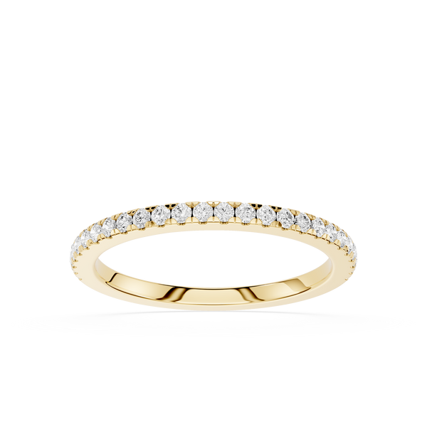 Gold ring with small diamonds on a white background