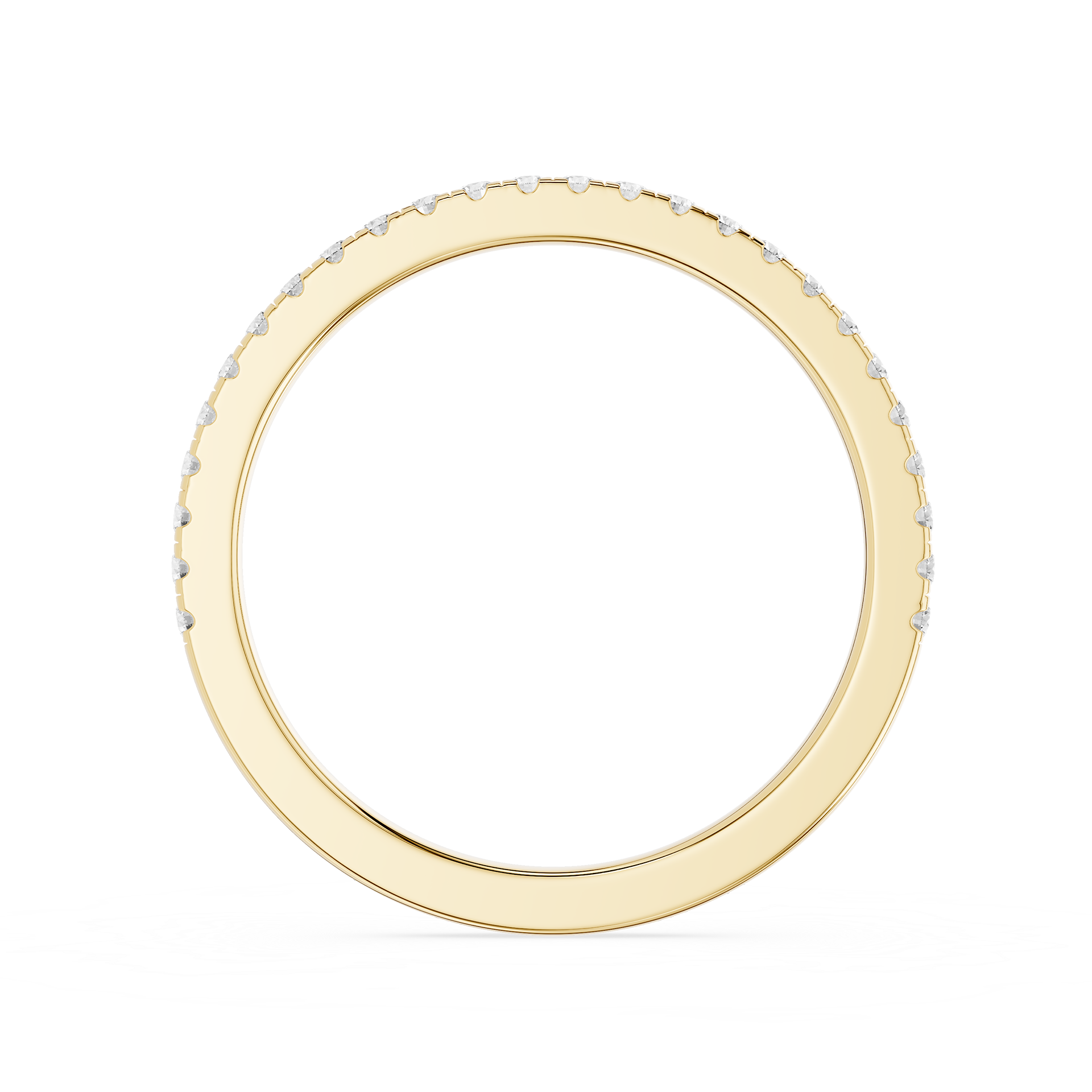 Gold ring with small diamonds on a white background