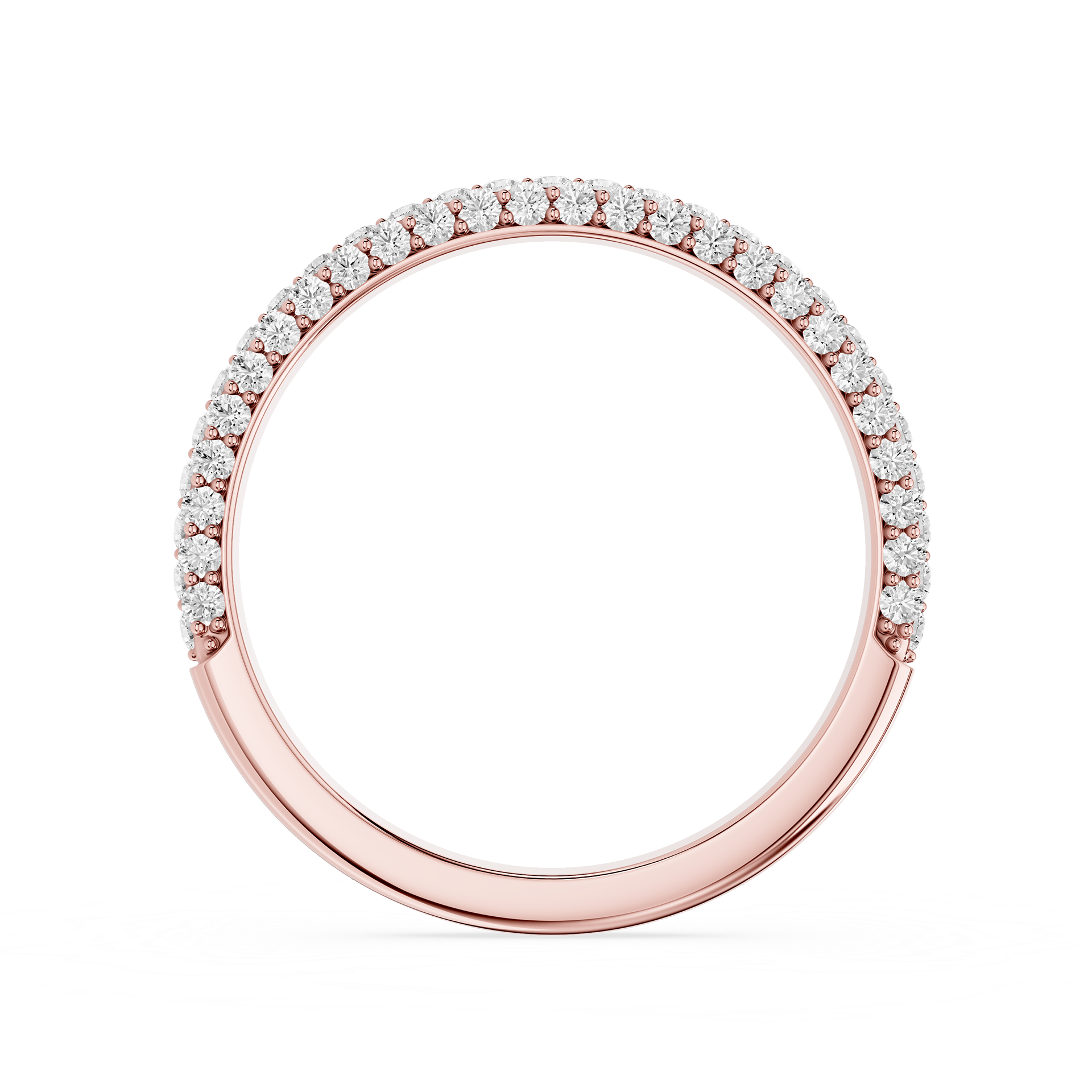 Gold ring with diamond accents on a white background