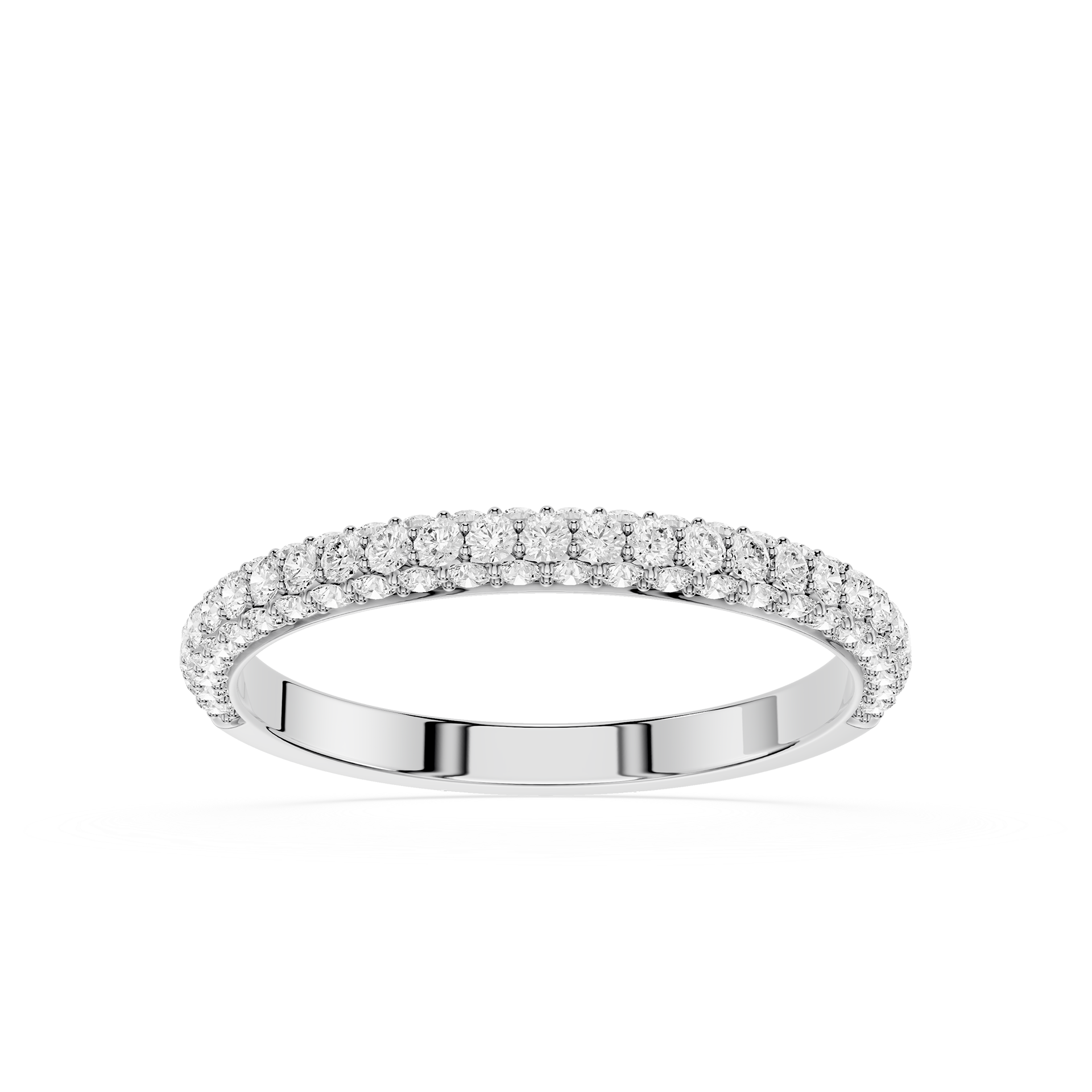 Gold ring with diamond accents on a white background