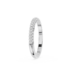 Silver ring with small diamonds on a white background