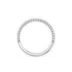 Silver ring with small diamonds on a white background