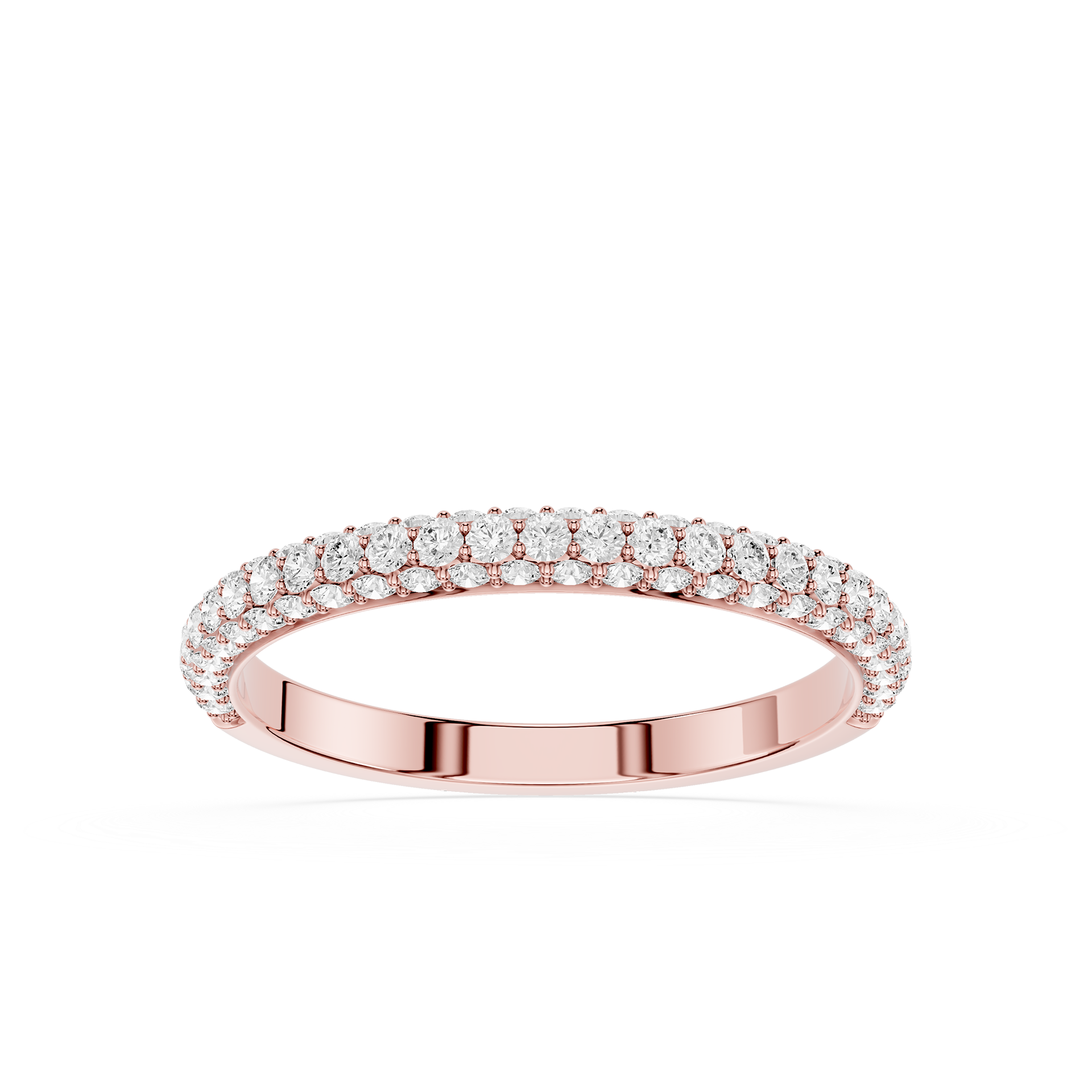 Gold ring with diamond accents on a white background