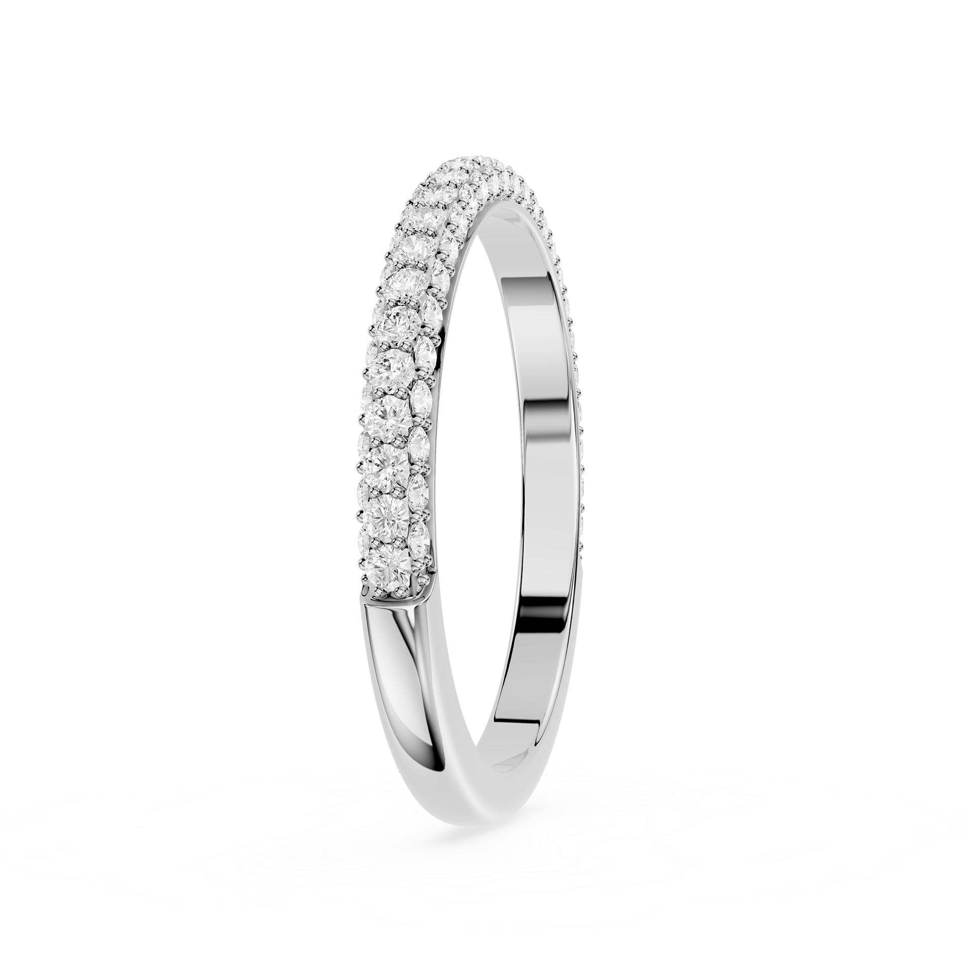 White gold ring with diamonds on a white background