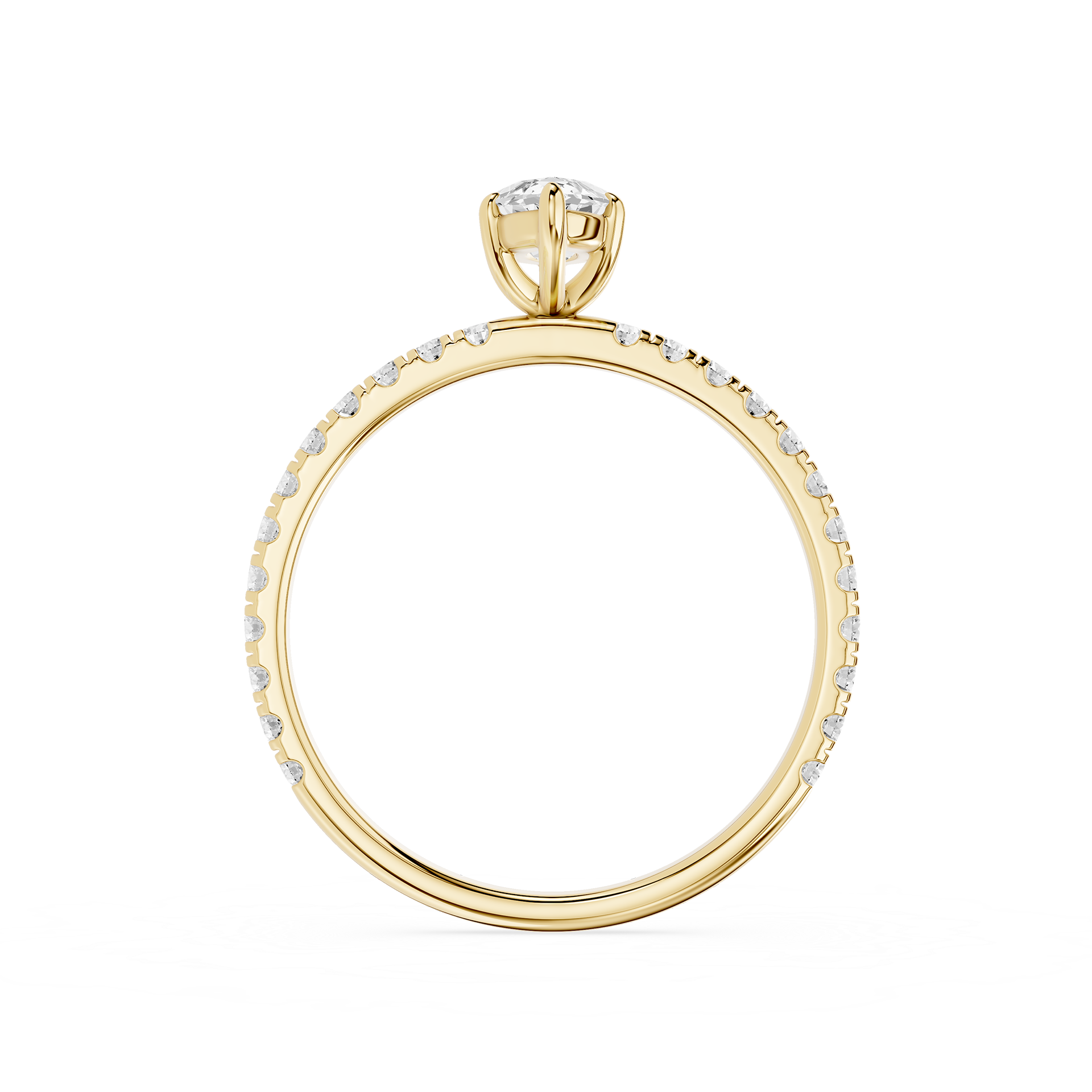 Marquise Gold ring with diamond accents on a white background