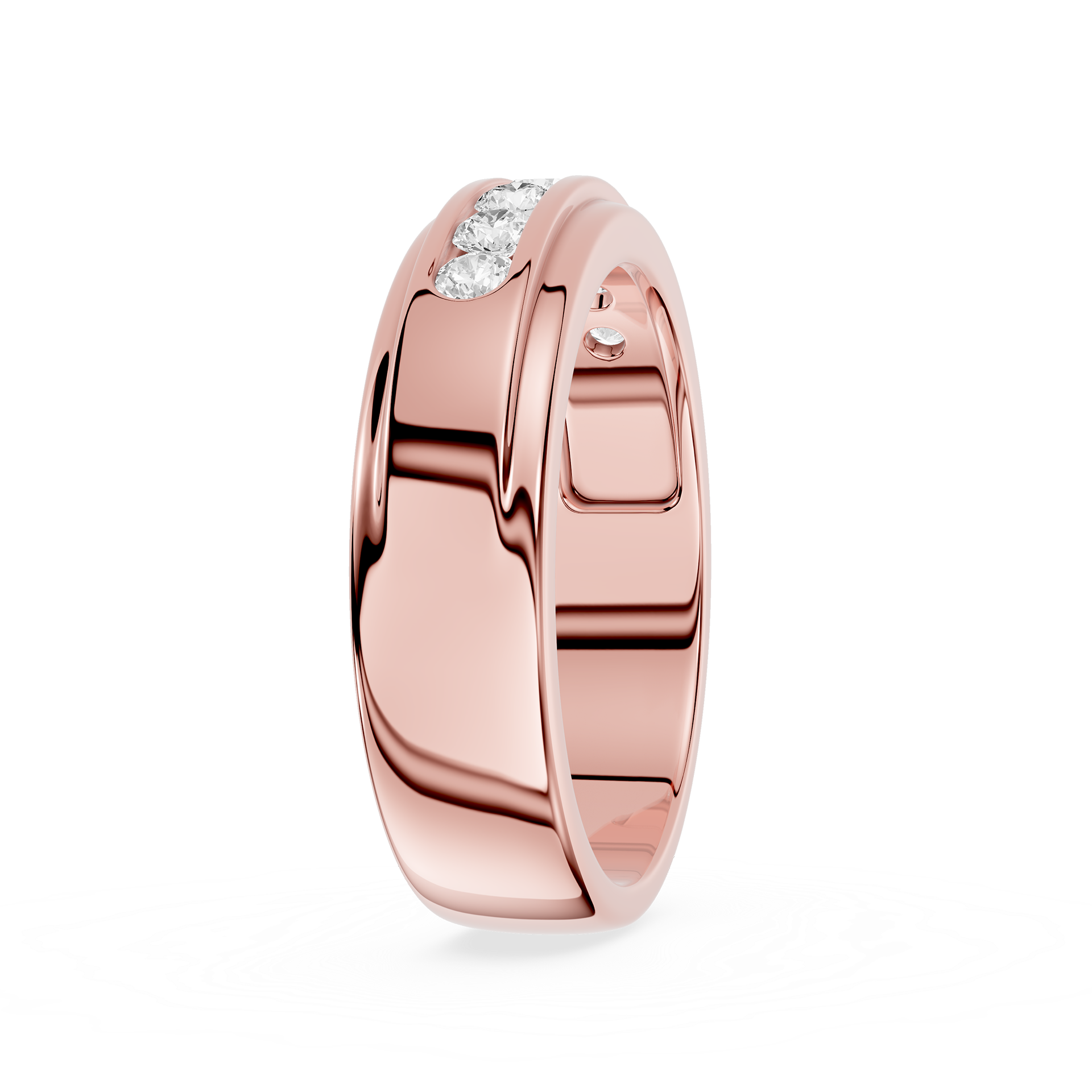 Silver ring with a diamond on a white background