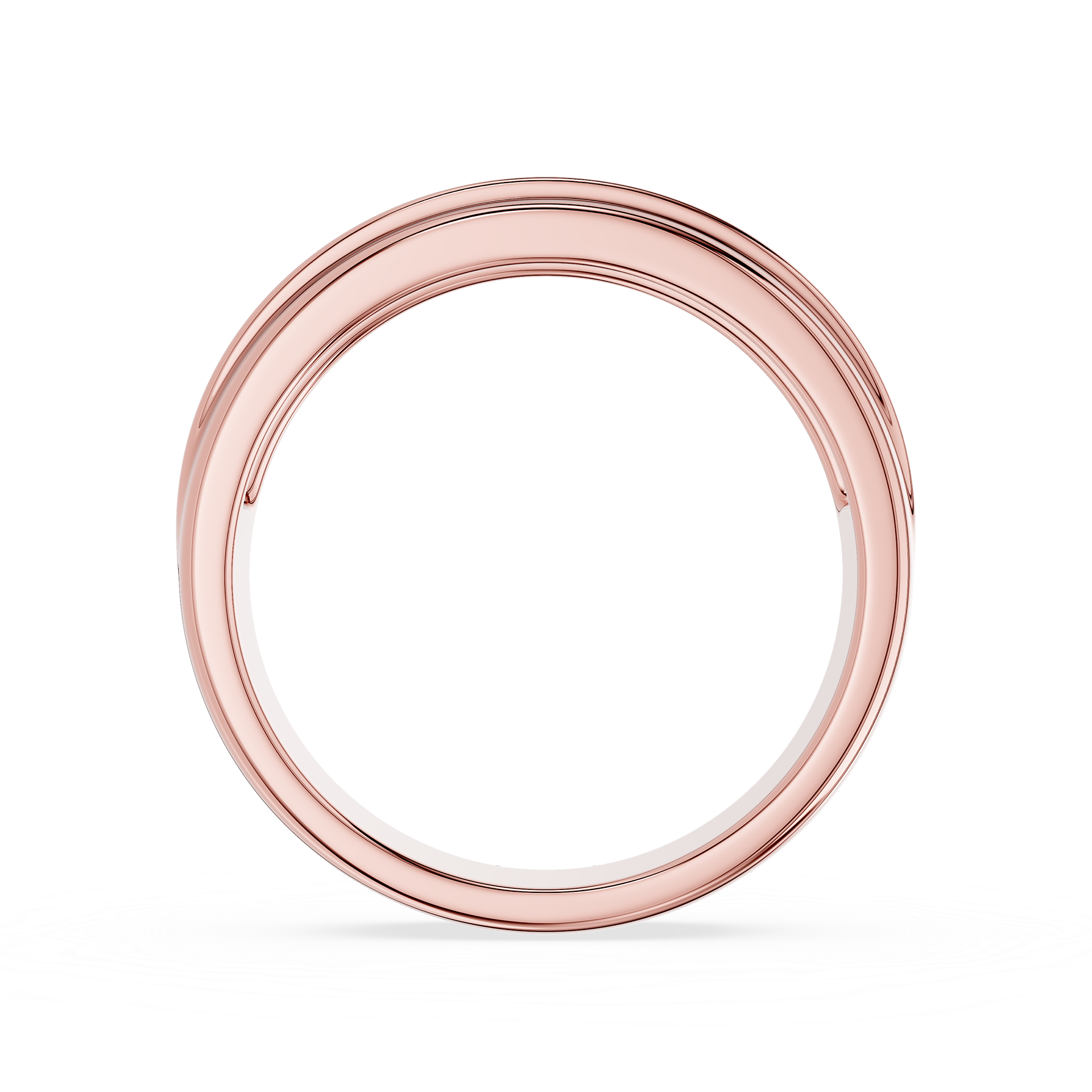 Rose gold ring on a white background