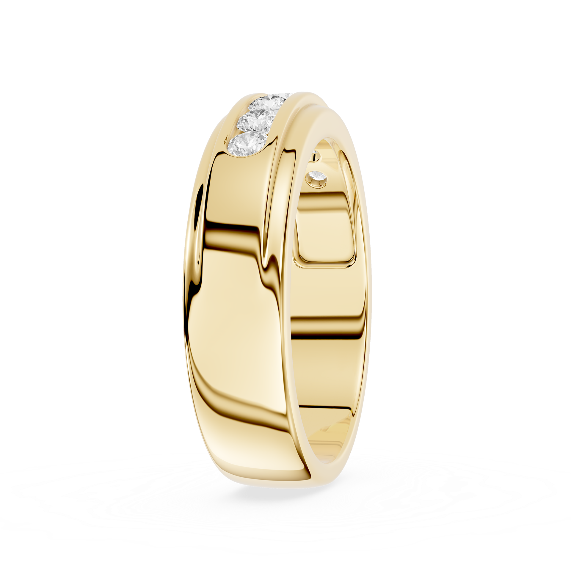 Silver ring with a diamond on a white background