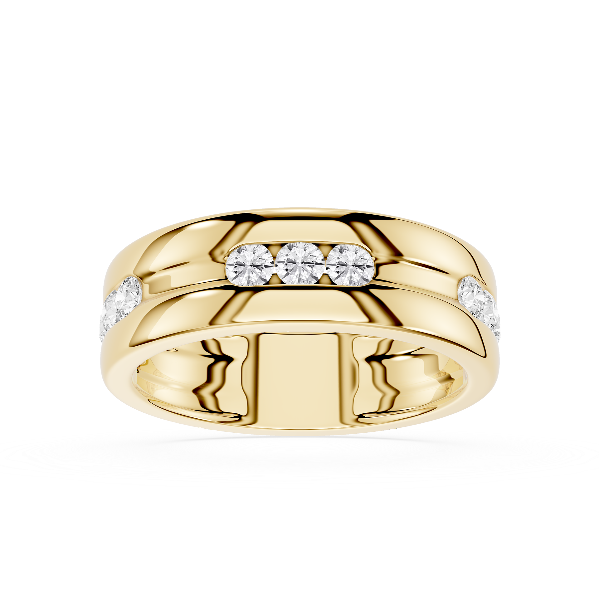 Round Cut Flush Set Lab Diamond Men's Band Ring