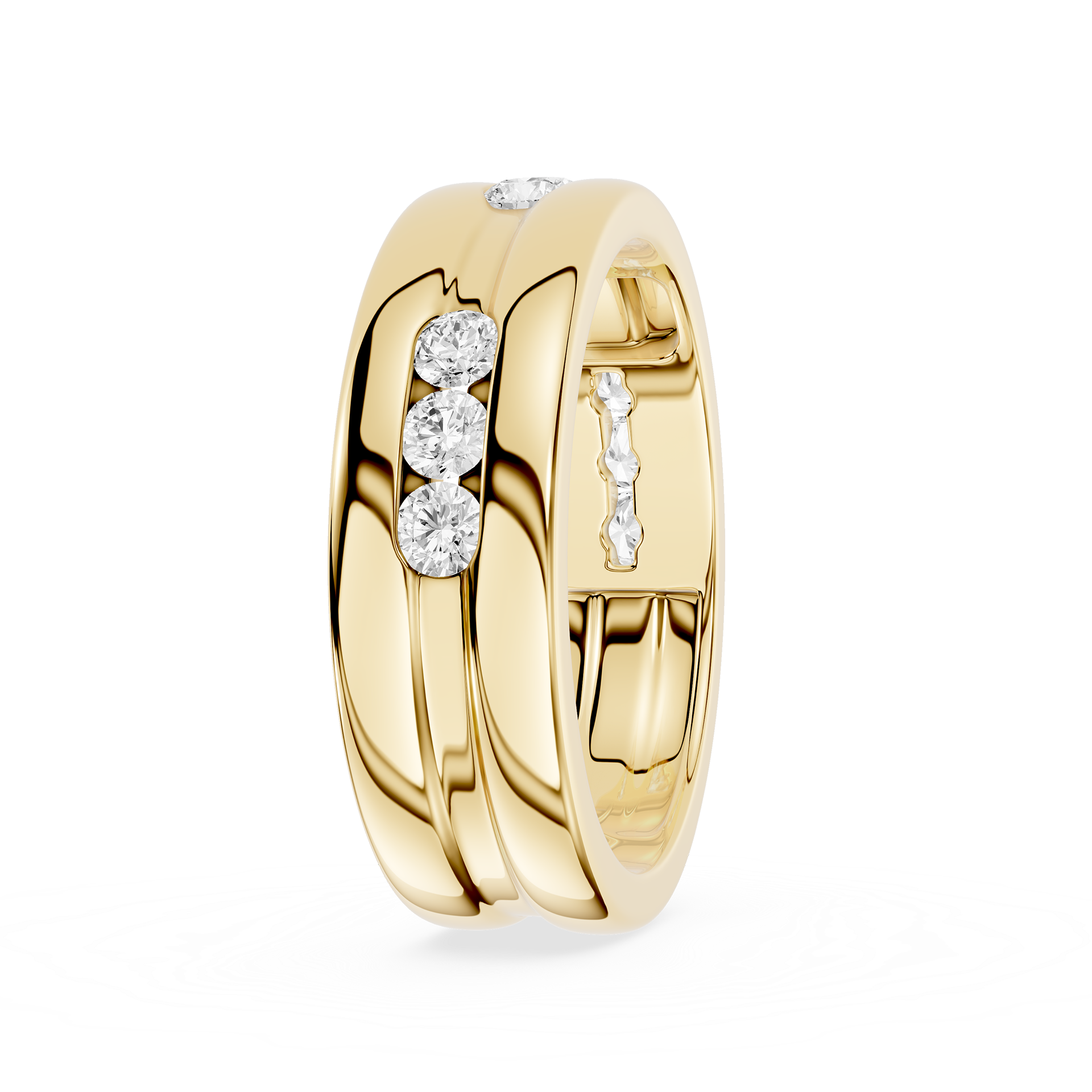 Round Cut Flush Set Lab Diamond Men's Band Ring