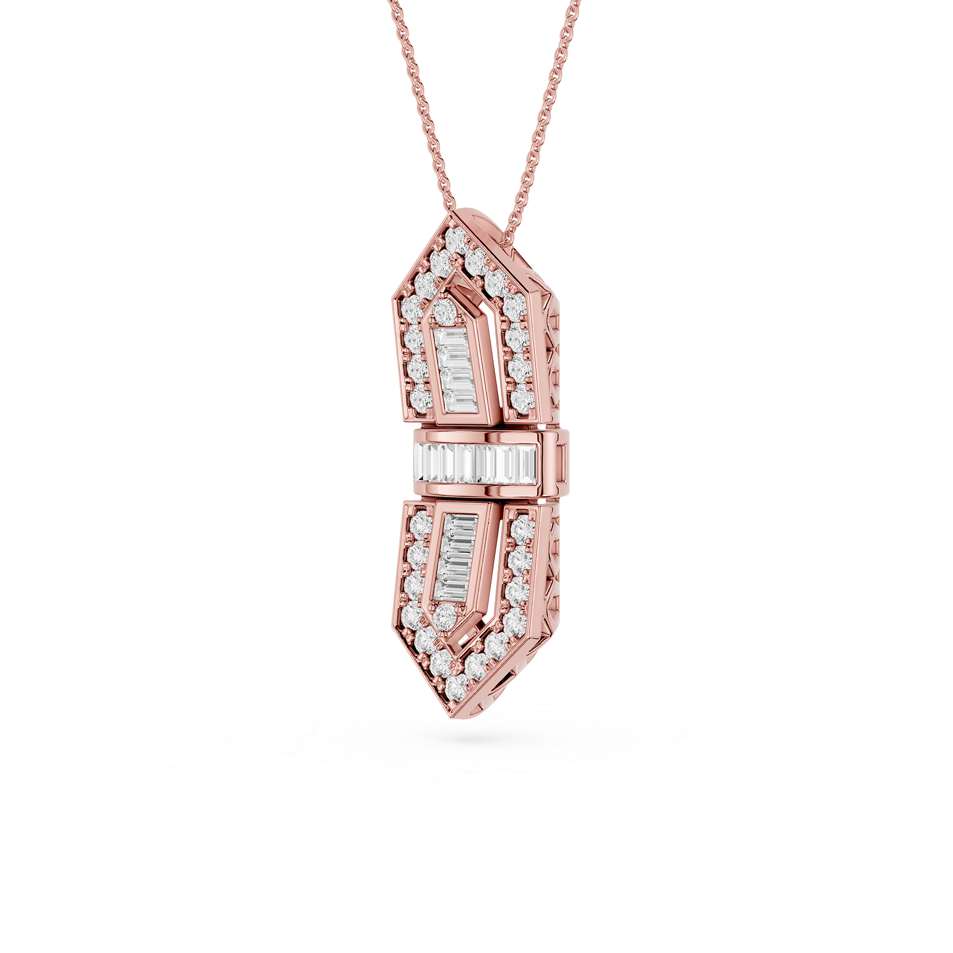 Baguette Lab Grown Diamond Art Deco Pendant Necklace