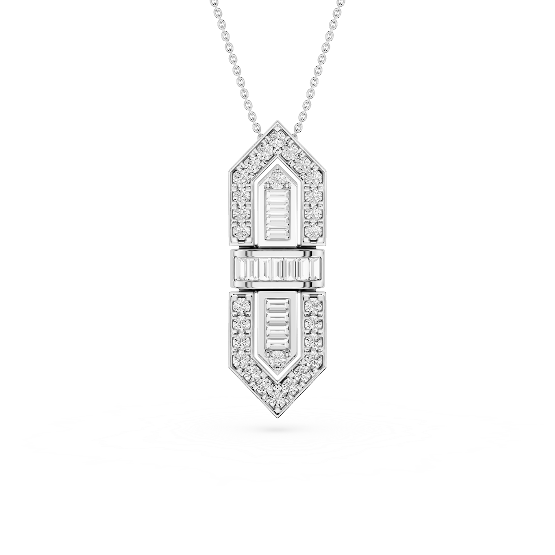 Baguette Lab Grown Diamond Art Deco Pendant Necklace