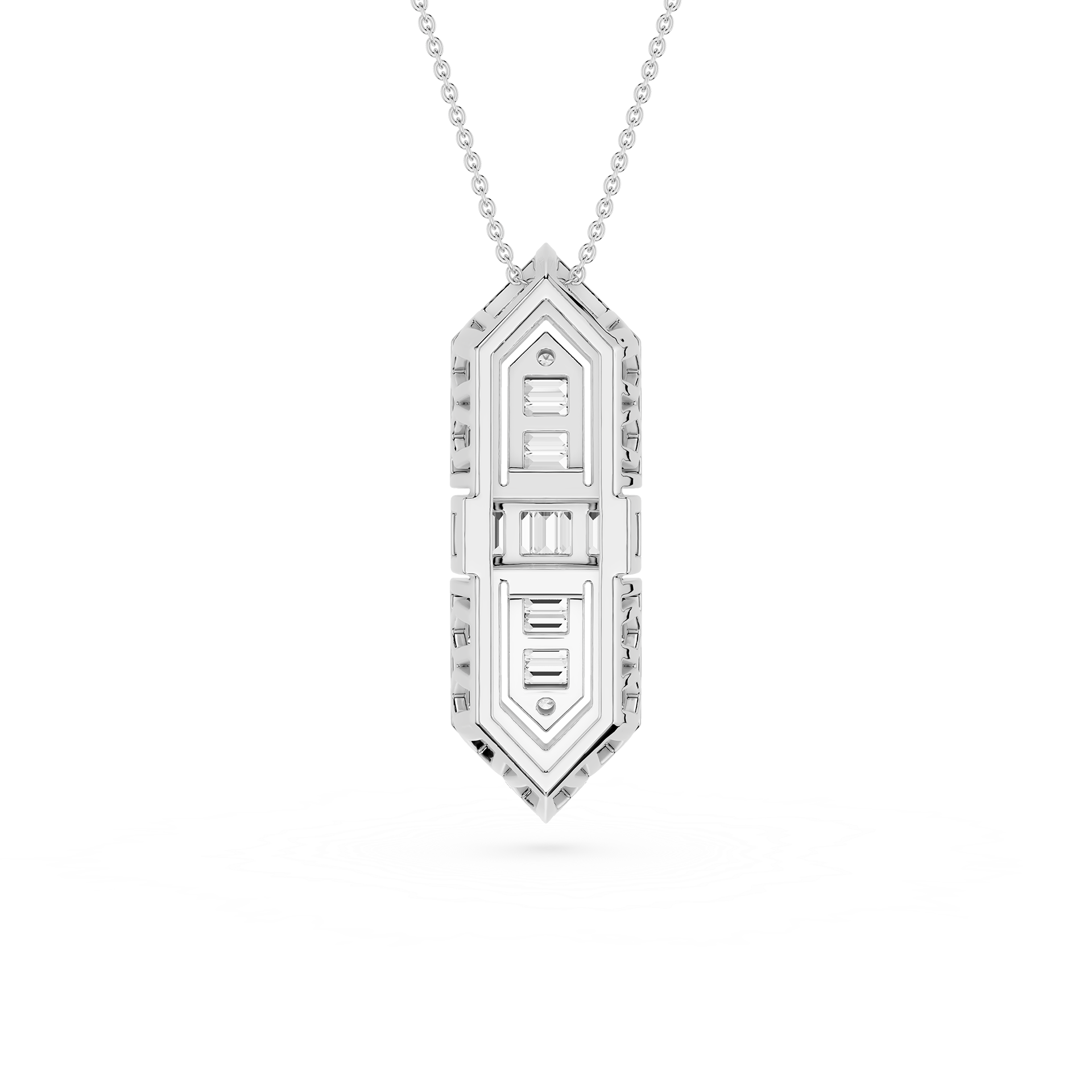 Baguette Lab Grown Diamond Art Deco Pendant Necklace