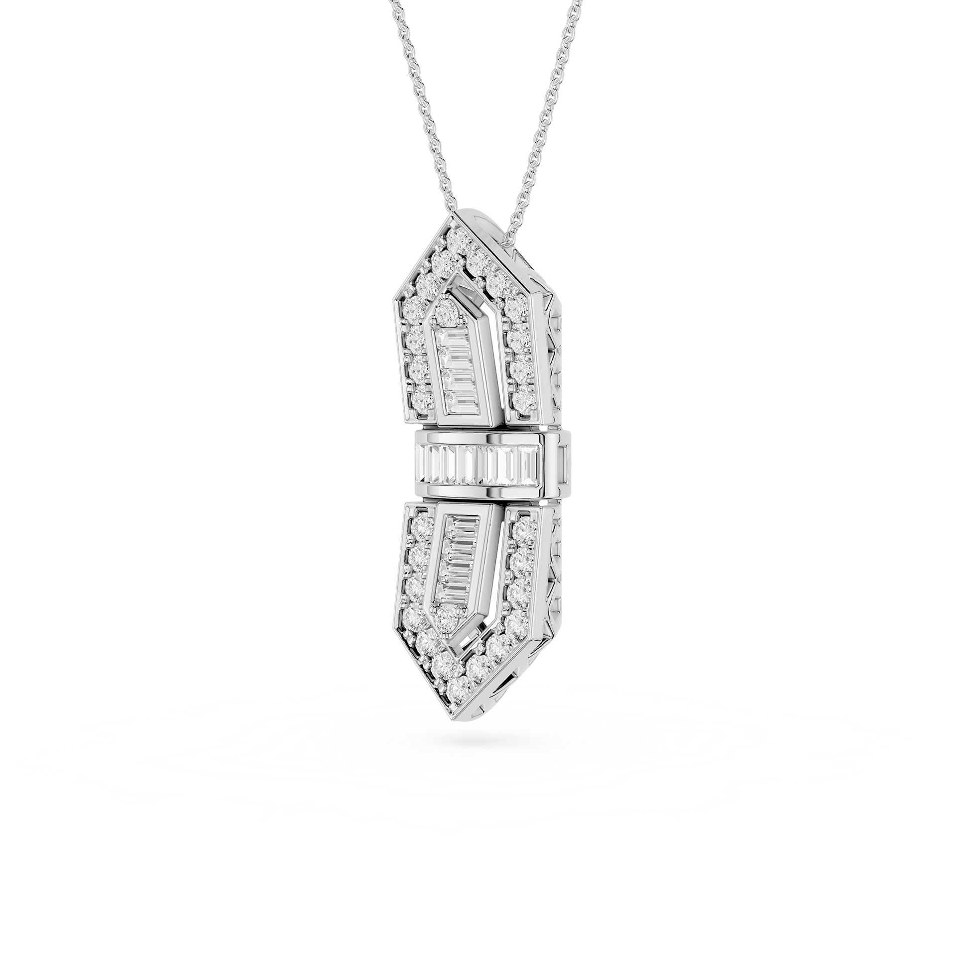 Baguette Lab Grown Diamond Art Deco Pendant Necklace