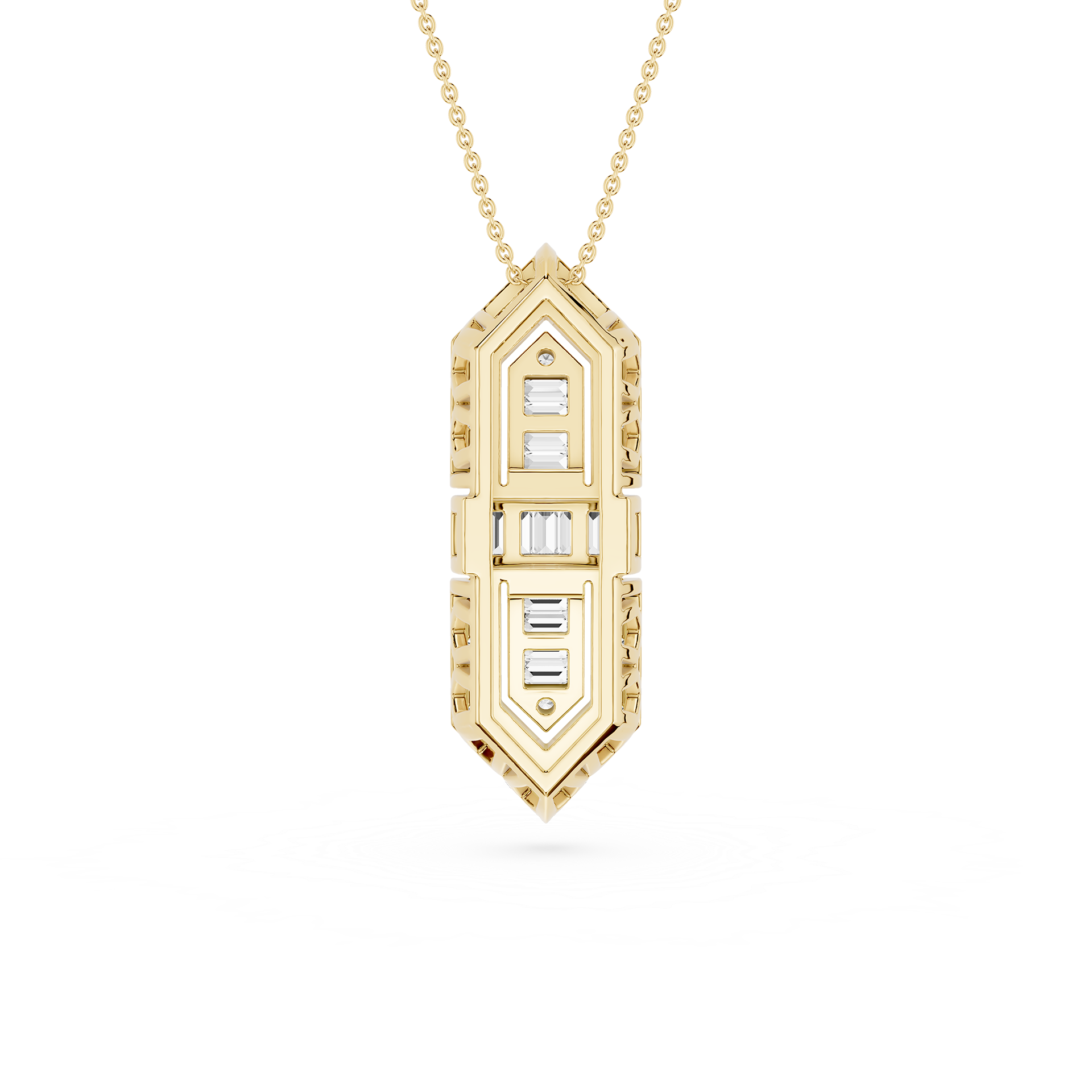 Baguette Lab Grown Diamond Art Deco Pendant Necklace