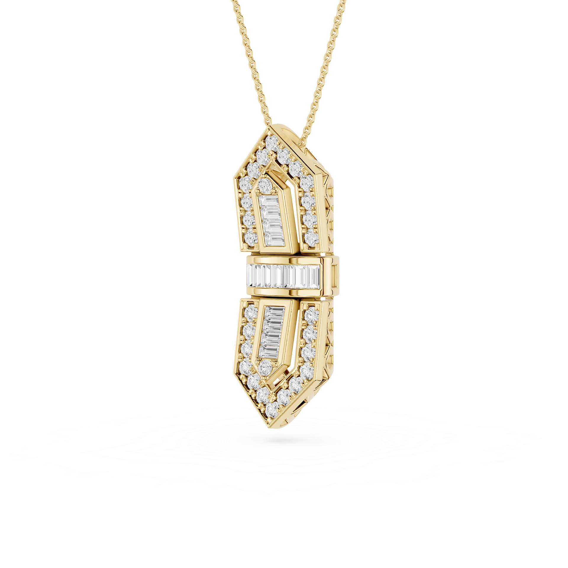 Baguette Lab Grown Diamond Art Deco Pendant Necklace