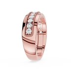 Rose gold ring with diamonds on a white background