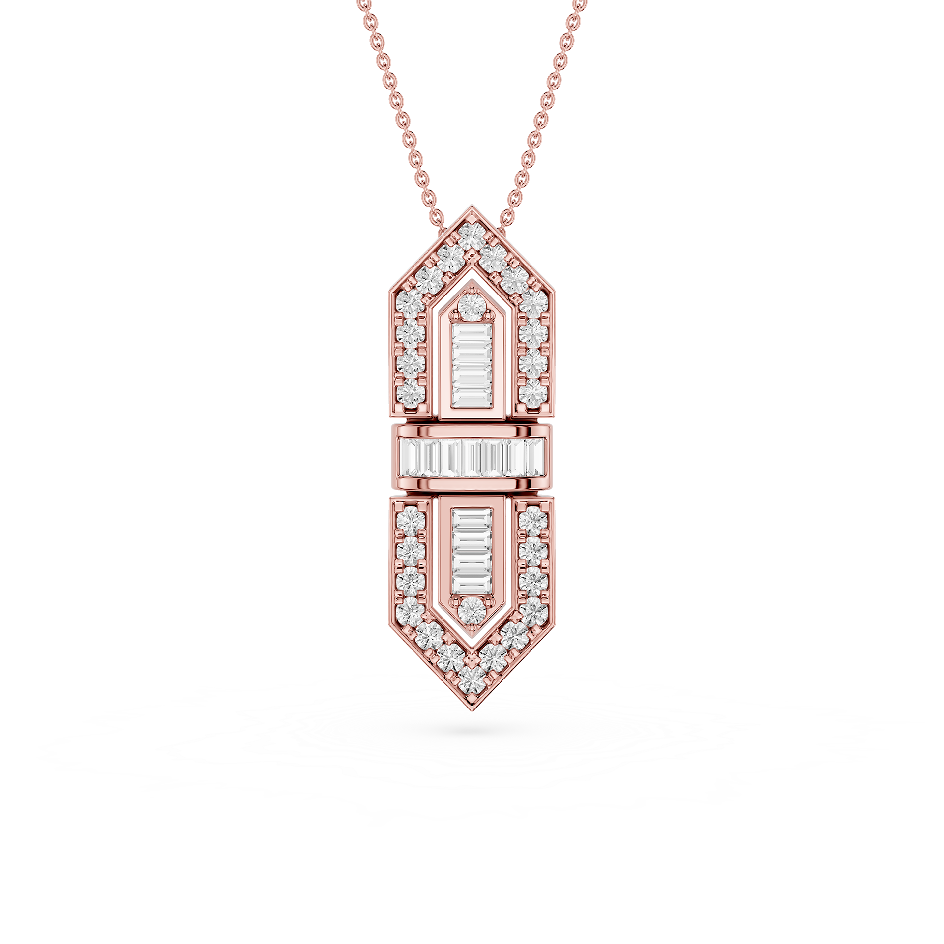 Baguette Lab Grown Diamond Art Deco Pendant Necklace