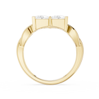Gold ring with a diamond on a white background