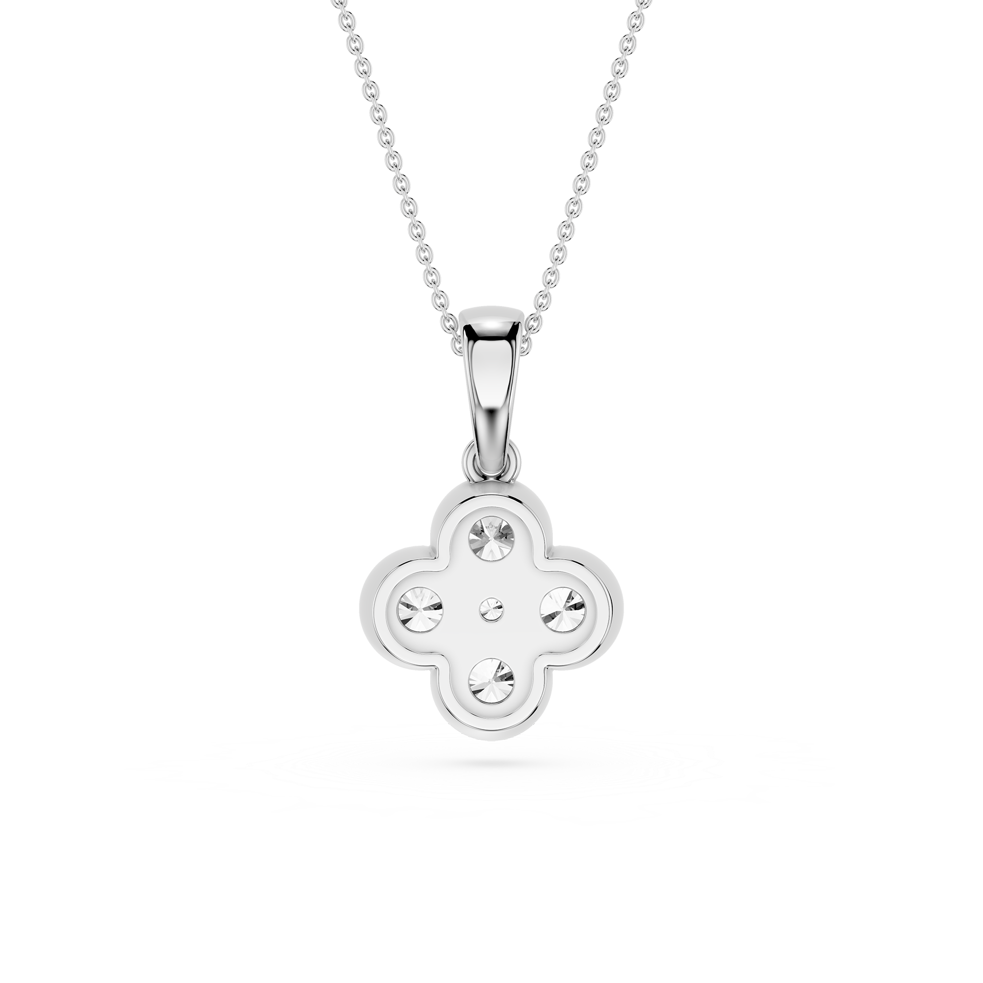 Round Lab Grown Diamond Clover Pendant Necklace