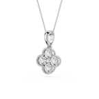 Round Lab Grown Diamond Clover Pendant Necklace