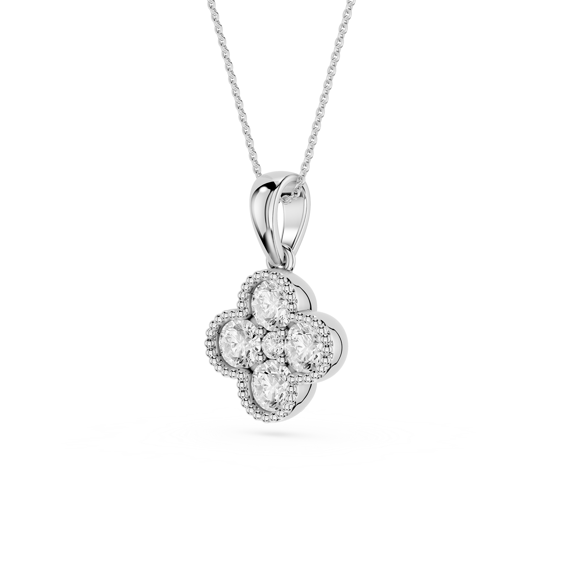 Round Lab Grown Diamond Clover Pendant Necklace