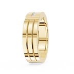Gold ring with a diamond on a white background