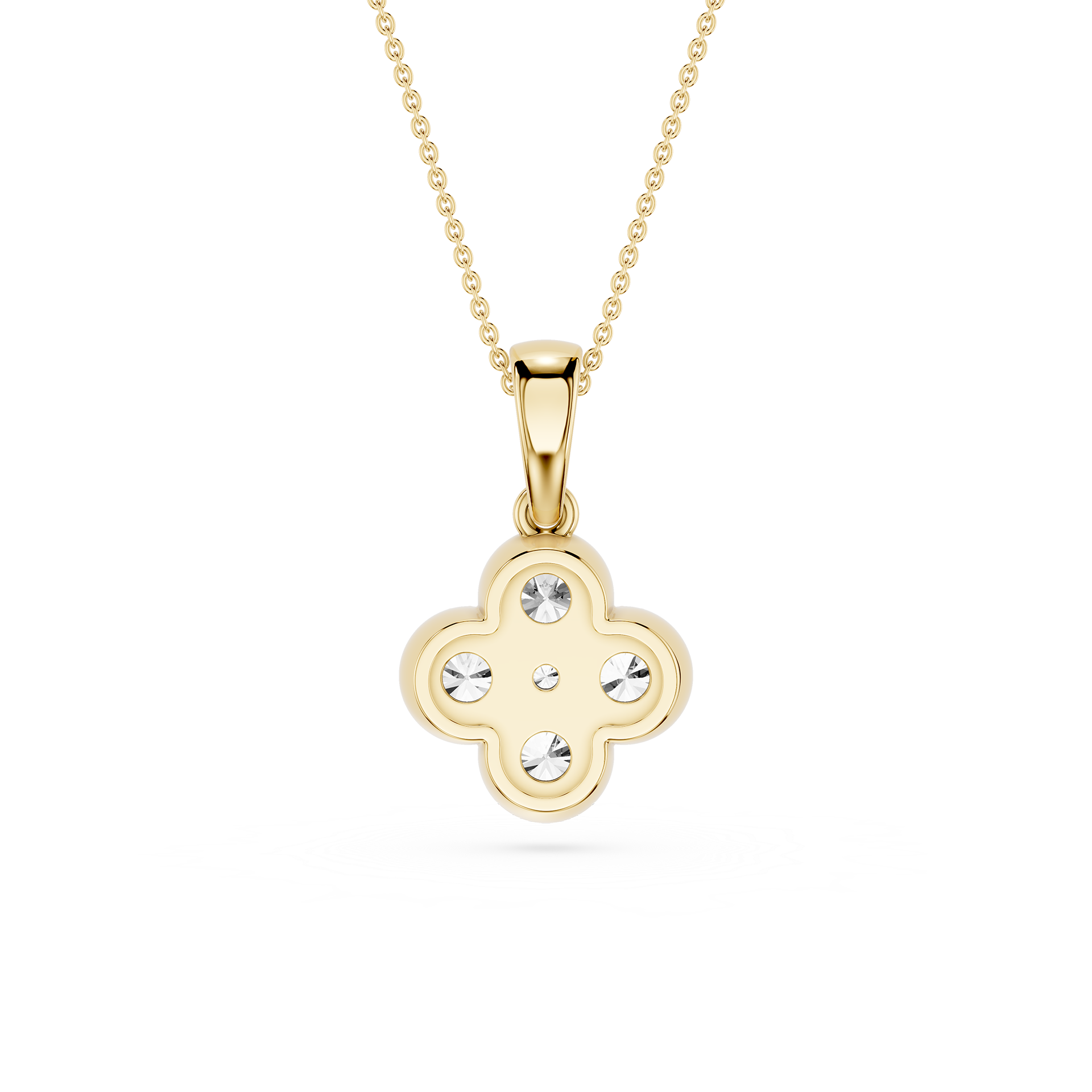 Round Lab Grown Diamond Clover Pendant Necklace