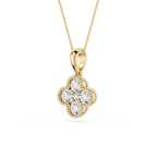 Round Lab Grown Diamond Clover Pendant Necklace