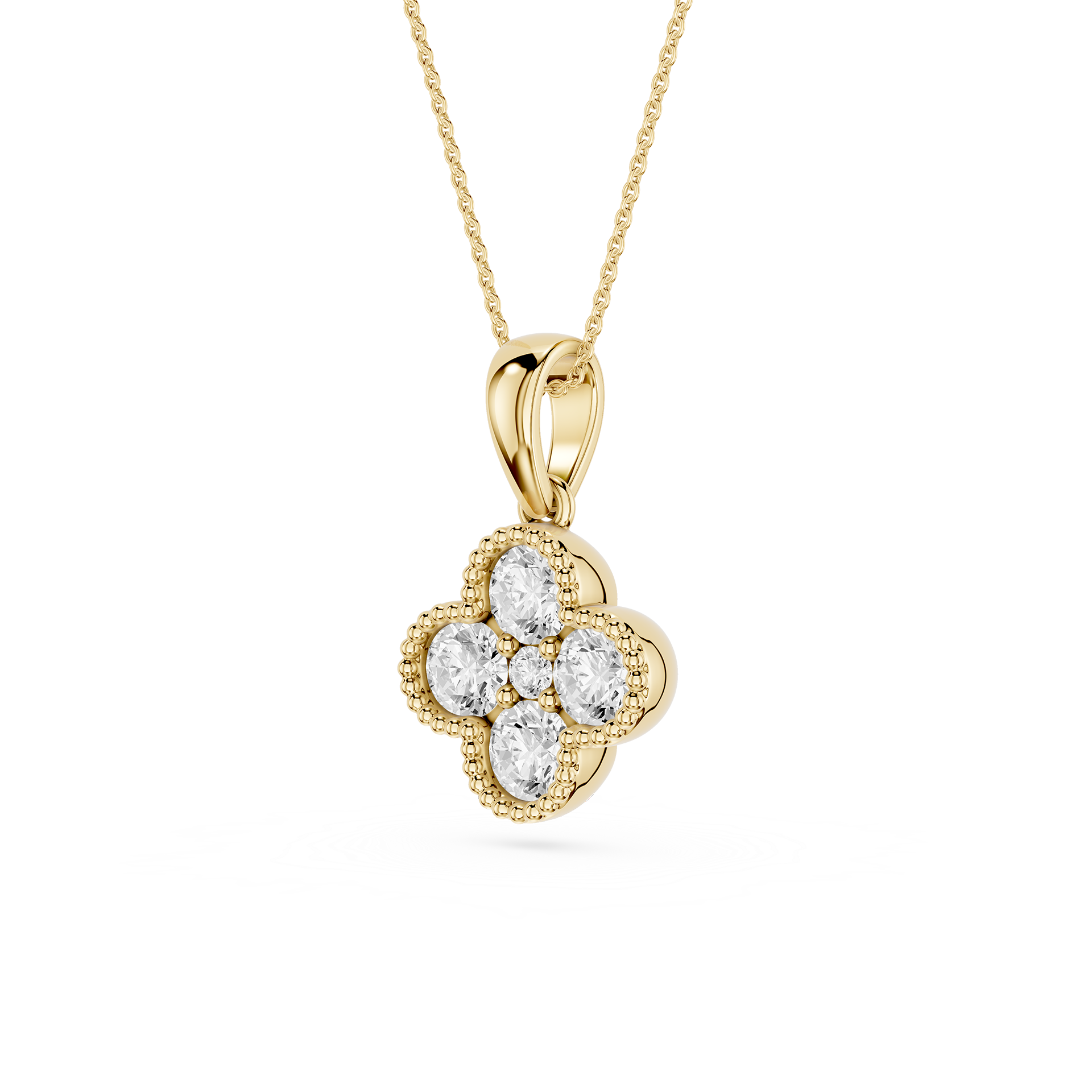 Round Lab Grown Diamond Clover Pendant Necklace