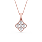 Round Lab Grown Diamond Clover Pendant Necklace
