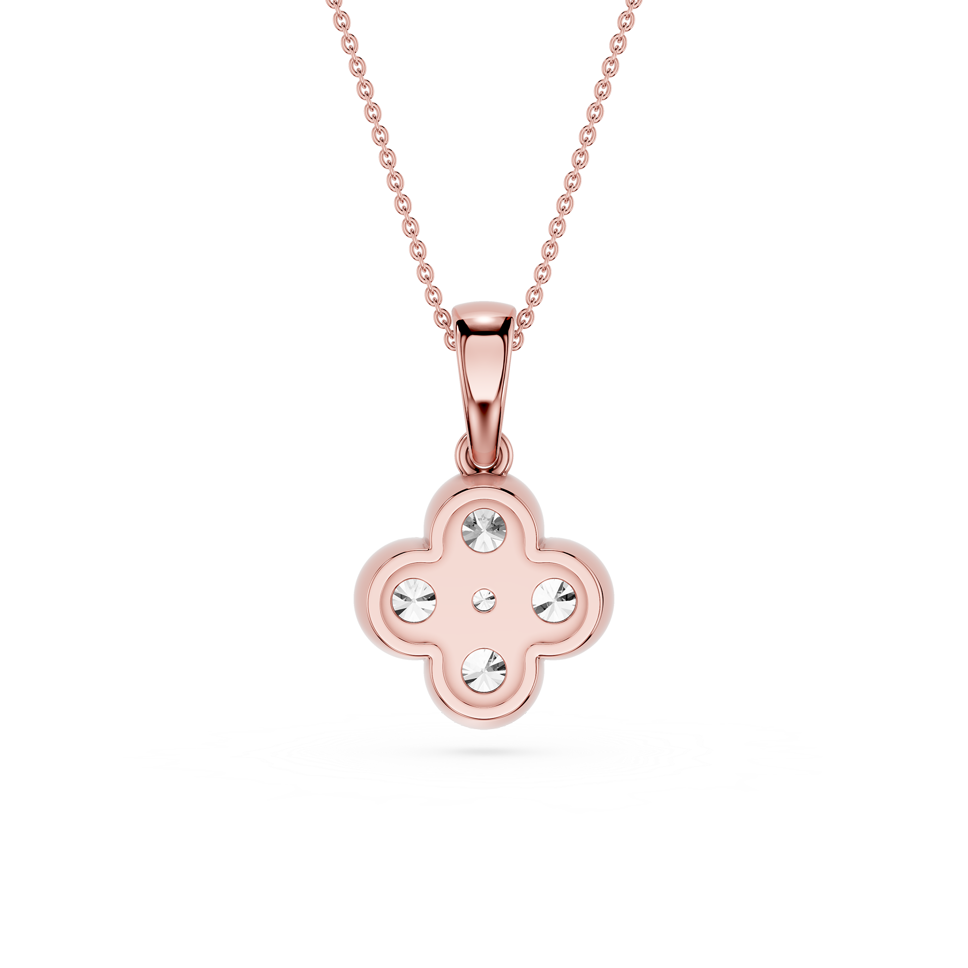 Round Lab Grown Diamond Clover Pendant Necklace