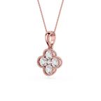 Round Lab Grown Diamond Clover Pendant Necklace
