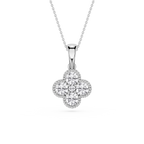 Round Lab Grown Diamond Clover Pendant Necklace