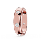 Silver ring with embedded diamonds on a white background