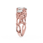 Rose gold ring with diamond on a white background