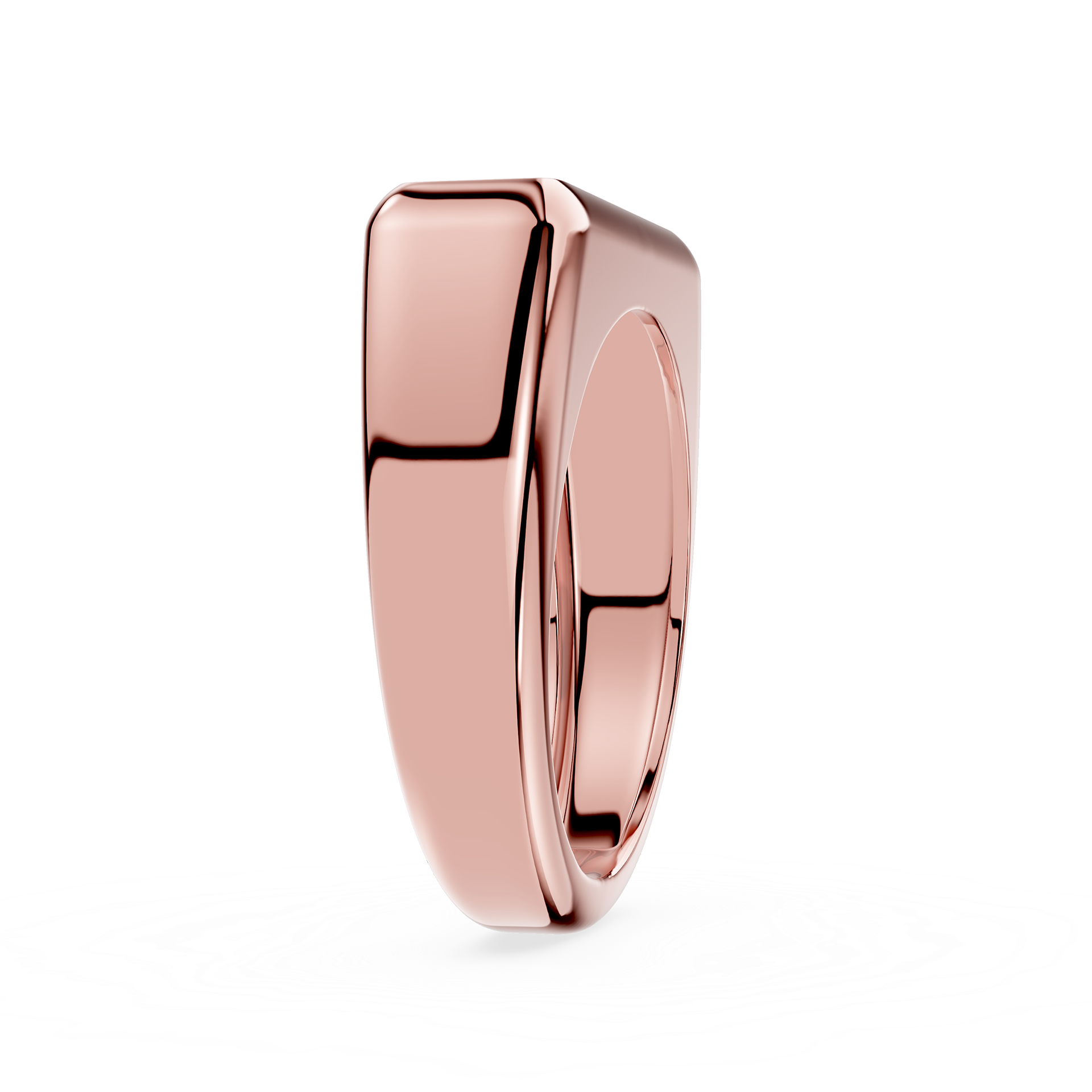 Rose gold ring on a white background