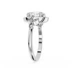 Silver ring with a diamond on a white background