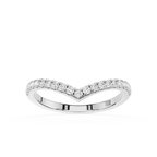 Silver ring with small diamonds on a white background